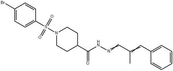 1-(4-bromophenyl)sulfonyl-N-[(E)-[(E)-2-methyl-3-phenylprop-2-enylidene]amino]piperidine-4-carboxamide Struktur