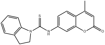 N-(4-methyl-2-oxochromen-7-yl)-2,3-dihydroindole-1-carbothioamide Struktur