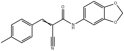 (E)-N-(1,3-benzodioxol-5-yl)-2-cyano-3-(4-methylphenyl)prop-2-enamide Struktur