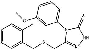 4-(3-methoxyphenyl)-3-[(2-methylphenyl)methylsulfanylmethyl]-1H-1,2,4-triazole-5-thione Struktur