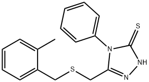 3-[(2-methylphenyl)methylsulfanylmethyl]-4-phenyl-1H-1,2,4-triazole-5-thione Struktur