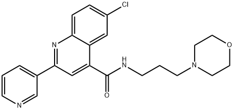 6-chloro-N-(3-morpholin-4-ylpropyl)-2-pyridin-3-ylquinoline-4-carboxamide Struktur