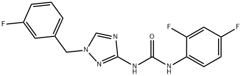 1-(2,4-difluorophenyl)-3-[1-[(3-fluorophenyl)methyl]-1,2,4-triazol-3-yl]urea Struktur