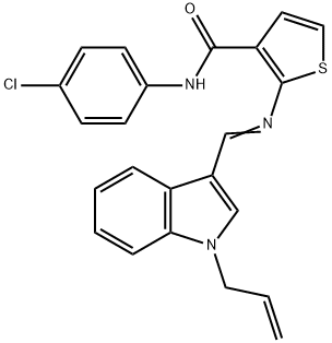 N-(4-chlorophenyl)-2-[(E)-(1-prop-2-enylindol-3-yl)methylideneamino]thiophene-3-carboxamide Struktur