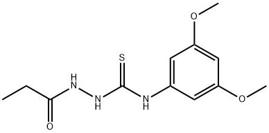 1-(3,5-dimethoxyphenyl)-3-(propanoylamino)thiourea Struktur