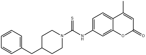 4-benzyl-N-(4-methyl-2-oxochromen-7-yl)piperidine-1-carbothioamide Struktur