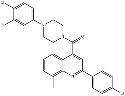 [2-(4-chlorophenyl)-8-methylquinolin-4-yl]-[4-(3,4-dichlorophenyl)piperazin-1-yl]methanone Struktur