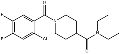 1-(2-chloro-4,5-difluorobenzoyl)-N,N-diethylpiperidine-4-carboxamide Struktur