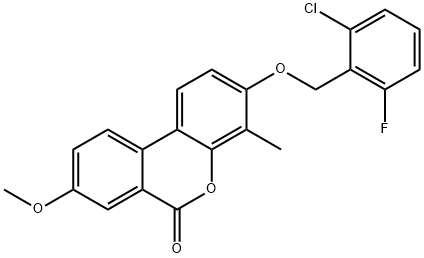 3-[(2-chloro-6-fluorophenyl)methoxy]-8-methoxy-4-methylbenzo[c]chromen-6-one Struktur