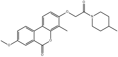 8-methoxy-4-methyl-3-[2-(4-methylpiperidin-1-yl)-2-oxoethoxy]benzo[c]chromen-6-one Struktur