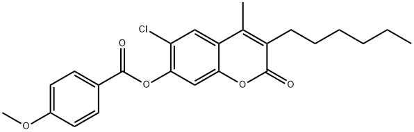 (6-chloro-3-hexyl-4-methyl-2-oxochromen-7-yl) 4-methoxybenzoate Struktur