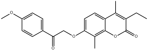 3-ethyl-7-[2-(4-methoxyphenyl)-2-oxoethoxy]-4,8-dimethylchromen-2-one Struktur