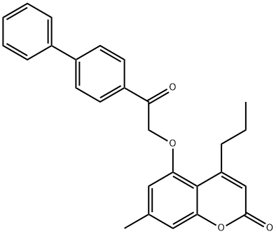 7-methyl-5-[2-oxo-2-(4-phenylphenyl)ethoxy]-4-propylchromen-2-one Struktur