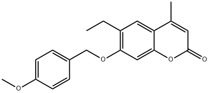 6-ethyl-7-[(4-methoxyphenyl)methoxy]-4-methylchromen-2-one Struktur