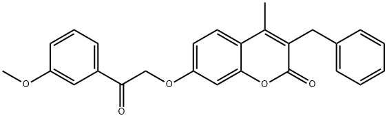 3-benzyl-7-[2-(3-methoxyphenyl)-2-oxoethoxy]-4-methylchromen-2-one Struktur