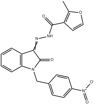 2-methyl-N-[(E)-[1-[(4-nitrophenyl)methyl]-2-oxoindol-3-ylidene]amino]furan-3-carboxamide Struktur