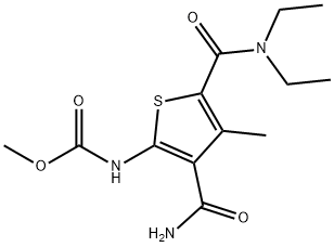 methyl N-[3-carbamoyl-5-(diethylcarbamoyl)-4-methylthiophen-2-yl]carbamate Struktur