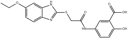 5-[[2-[(6-ethoxy-1H-benzimidazol-2-yl)sulfanyl]acetyl]amino]-2-hydroxybenzoic acid Struktur