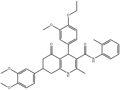 7-(3,4-dimethoxyphenyl)-4-(4-ethoxy-3-methoxyphenyl)-2-methyl-N-(2-methylphenyl)-5-oxo-4,6,7,8-tetrahydro-1H-quinoline-3-carboxamide Struktur