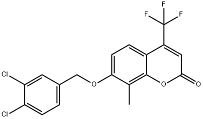 7-[(3,4-dichlorophenyl)methoxy]-8-methyl-4-(trifluoromethyl)chromen-2-one Struktur