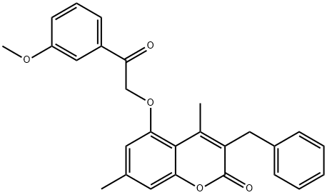 3-benzyl-5-[2-(3-methoxyphenyl)-2-oxoethoxy]-4,7-dimethylchromen-2-one Struktur