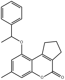 7-methyl-9-(1-phenylethoxy)-2,3-dihydro-1H-cyclopenta[c]chromen-4-one Struktur