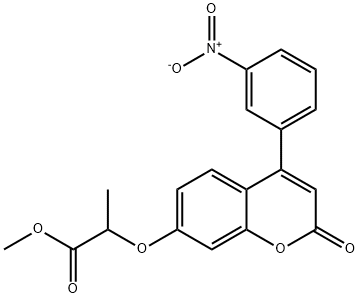 methyl 2-[4-(3-nitrophenyl)-2-oxochromen-7-yl]oxypropanoate Struktur