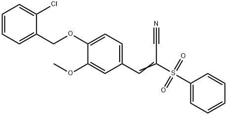 (E)-2-(benzenesulfonyl)-3-[4-[(2-chlorophenyl)methoxy]-3-methoxyphenyl]prop-2-enenitrile Struktur