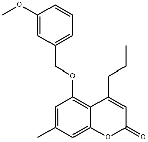 5-[(3-methoxyphenyl)methoxy]-7-methyl-4-propylchromen-2-one Struktur