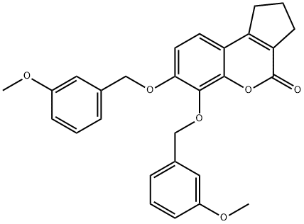 6,7-bis[(3-methoxyphenyl)methoxy]-2,3-dihydro-1H-cyclopenta[c]chromen-4-one Struktur