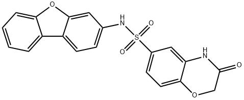 N-dibenzofuran-3-yl-3-oxo-4H-1,4-benzoxazine-6-sulfonamide Struktur