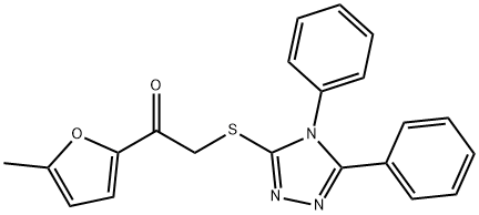 2-[(4,5-diphenyl-1,2,4-triazol-3-yl)sulfanyl]-1-(5-methylfuran-2-yl)ethanone Struktur