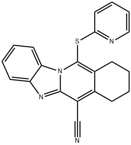 11-pyridin-2-ylsulfanyl-7,8,9,10-tetrahydrobenzimidazolo[1,2-b]isoquinoline-6-carbonitrile Struktur