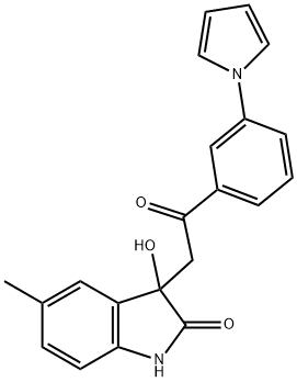 3-hydroxy-5-methyl-3-[2-oxo-2-(3-pyrrol-1-ylphenyl)ethyl]-1H-indol-2-one Struktur