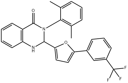 3-(2,6-dimethylphenyl)-2-[5-[3-(trifluoromethyl)phenyl]furan-2-yl]-1,2-dihydroquinazolin-4-one Struktur