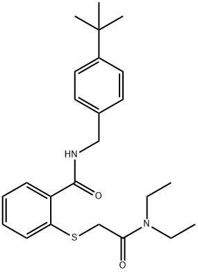 N-[(4-tert-butylphenyl)methyl]-2-[2-(diethylamino)-2-oxoethyl]sulfanylbenzamide Struktur