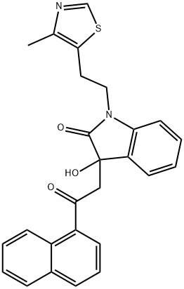 3-hydroxy-1-[2-(4-methyl-1,3-thiazol-5-yl)ethyl]-3-(2-naphthalen-1-yl-2-oxoethyl)indol-2-one Struktur