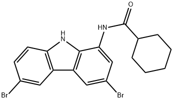 N-(3,6-dibromo-9H-carbazol-1-yl)cyclohexanecarboxamide Struktur