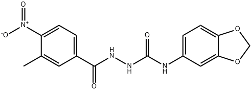 1-(1,3-benzodioxol-5-yl)-3-[(3-methyl-4-nitrobenzoyl)amino]urea Struktur