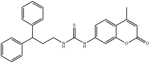 1-(3,3-diphenylpropyl)-3-(4-methyl-2-oxochromen-7-yl)thiourea Struktur