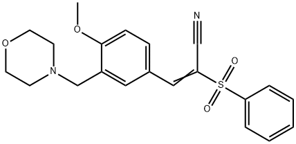 (E)-2-(benzenesulfonyl)-3-[4-methoxy-3-(morpholin-4-ylmethyl)phenyl]prop-2-enenitrile Struktur