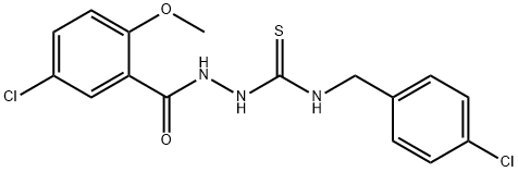 1-[(5-chloro-2-methoxybenzoyl)amino]-3-[(4-chlorophenyl)methyl]thiourea Struktur