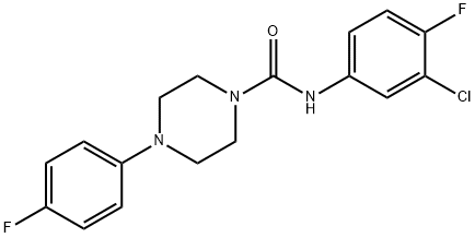 N-(3-chloro-4-fluorophenyl)-4-(4-fluorophenyl)piperazine-1-carboxamide Struktur