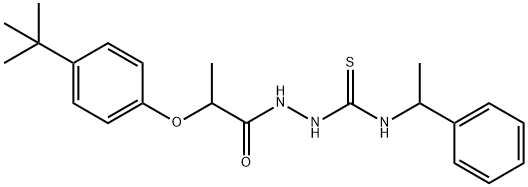 1-[2-(4-tert-butylphenoxy)propanoylamino]-3-(1-phenylethyl)thiourea Struktur