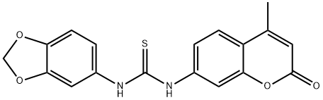 1-(1,3-benzodioxol-5-yl)-3-(4-methyl-2-oxochromen-7-yl)thiourea Struktur