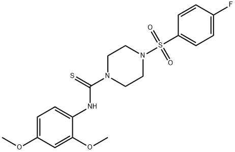 N-(2,4-dimethoxyphenyl)-4-(4-fluorophenyl)sulfonylpiperazine-1-carbothioamide Struktur