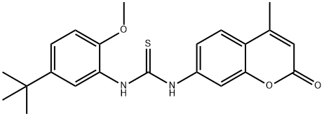 1-(5-tert-butyl-2-methoxyphenyl)-3-(4-methyl-2-oxochromen-7-yl)thiourea Struktur