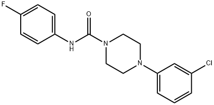 4-(3-chlorophenyl)-N-(4-fluorophenyl)piperazine-1-carboxamide Struktur