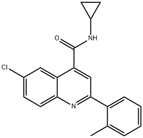 6-chloro-N-cyclopropyl-2-(2-methylphenyl)quinoline-4-carboxamide Struktur