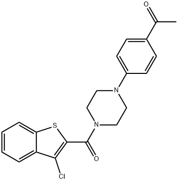 1-[4-[4-(3-chloro-1-benzothiophene-2-carbonyl)piperazin-1-yl]phenyl]ethanone Struktur